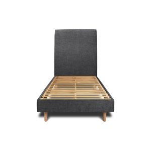 Cama de 90x200 cm com cabeceira estofada - tecido tela fosca - preto