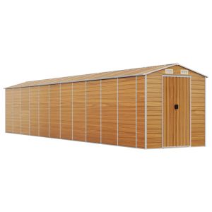 Abrigo de jardim 191x980x198 cm aço galvanizado castanho-claro