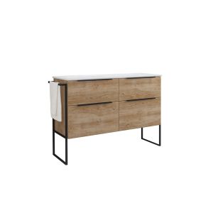 Armário de banho pia lavagem cerâmicacarvalho natural de 120cm(2 bacias)