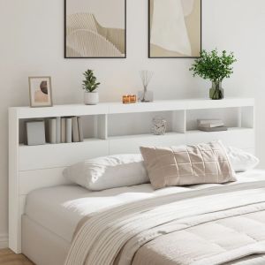 Armário de cabeceira com luzes LED 220x17x102 cm branco ptob7980