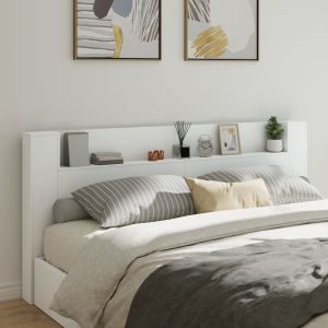 Armário de cabeceira com luzes LED 220x16,5x103,5 cm branco ptob9871