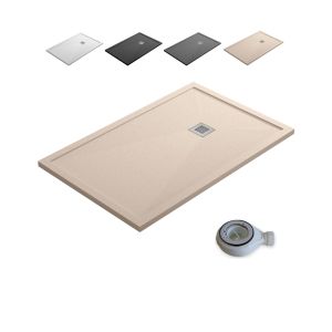 Base de duche com borda de válvula e grelha | beige | 90 x 160 cm