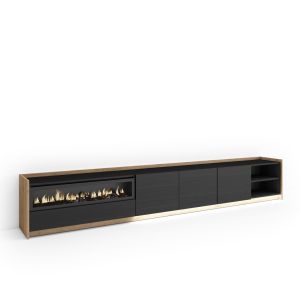 Móvel de tv, 310x37x50cm, lareira eléctrica, LED rf4898