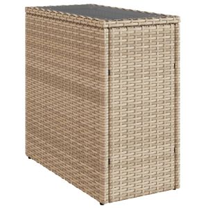 Mesa de apoio jardim c/ tampo vidro 58x27,5x55 cm vime pe bege