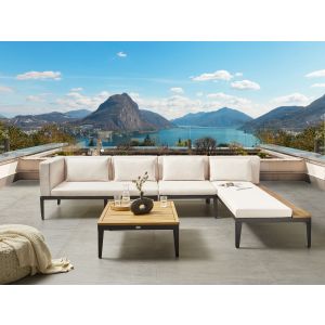 Conjunto lounge madeira de acácia certificada creme bracciano