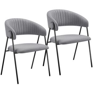 2 cadeiras de sala de jantar de tejido acolchoado 60 x 58 x 85 cm cinzento