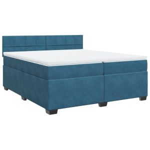 vidaXL cama box spring con colchón terciopelo azul 200x200 cm