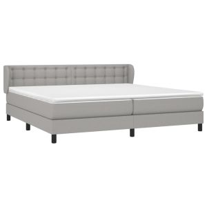 vidaXL cama box spring con colchón tela gris claro 200x200 cm