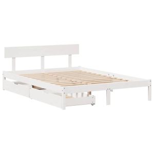 vidaXL estructura de cama sin colchón madera de pino blanco 135x190 cm