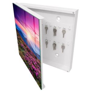 Caixa para chaves decorativa 30x30x5, abertura à esquerda branca