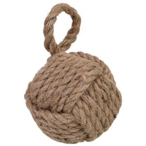 Peso de porta em aLGodão bege, 13x13x22 cm (altura)