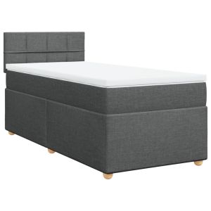 vidaXL cama box spring individual con colchón tela gris oscuro