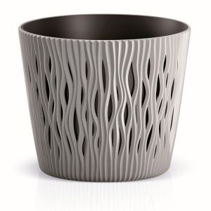 Vaso de plástico redondo sandy round em cor cinzenta 12 x12x11,1 cm