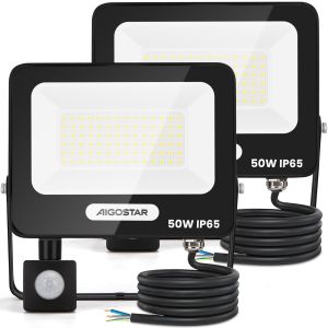 Aigostar holofote LED para exterior 50 w com sensor de movimento pir, 4000k