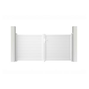 Portão de batente elétrico branco eiger 3m h.140cm + ranger b150