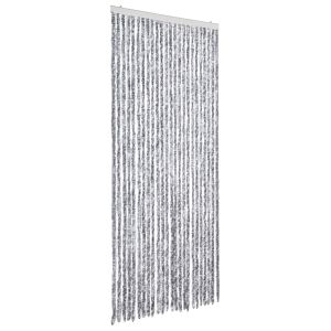 Cortina anti-insetos 100x230 cm chenille branco e cinzento