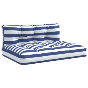Almofadões p/ móveis de paletes 2 pcs tecido riscas azul/branco