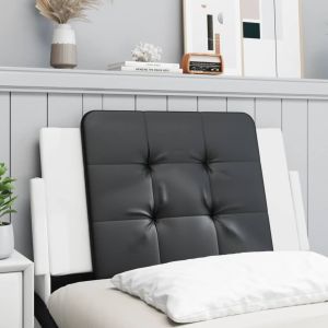 Almofadão de cabeceira 90 cm couro artificial preto e branco ptob2479