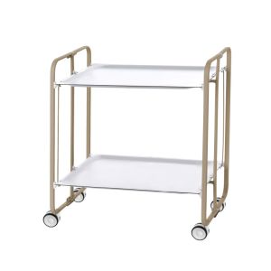 Carrinho de serviço dobrável bauhaus, armação metal cor areia, 2 bandejas