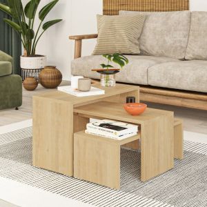 Conjunto de 3 mesas de centro na cor safir. 39x65x30, 32x65x30 e 24x65x30cm