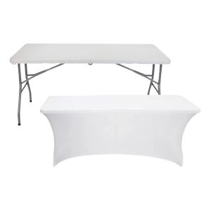 Conjunto de mesa dobrável retangular capa para catering 150x74cm 7house