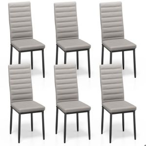 Cadeiras de sala de jantar em pu cinza - conjunto de 6 - 96 cm