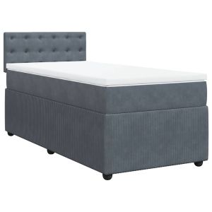 vidaXL cama box spring con colchón terciopelo gris oscuro 90x190 cm
