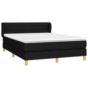 vidaXL cama box spring con colchón tela negro 140x200 cm