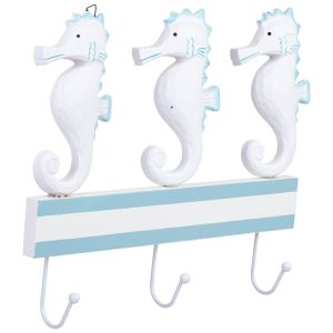 Cabide parede madeira 3 ganchos branco 34x5x28h cm