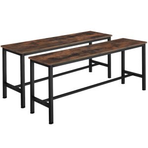 Set de 2 bancos de estilo industrial 108x325x50 cm madeira oscura