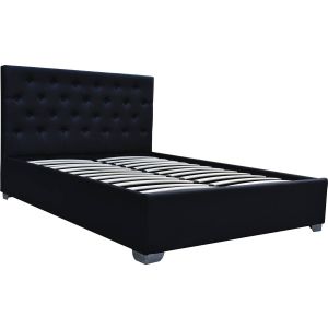 Cama de casal com baú "tino" - 140 × 190 cm - preto