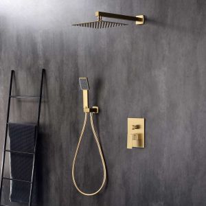 Conjunto duche embutido misturador sky bath ouro série dream