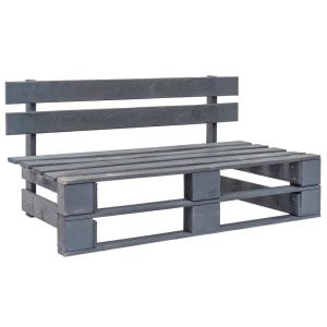 vidaXL banco de palés para jardín madera gris