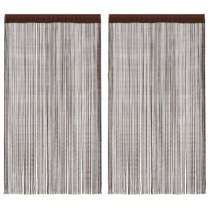 Cortinas de fios 2 pcs 140x250 cm castanho