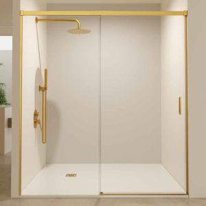 Porta de duche 1 porta 1 lateral | ouro 160cm (adap.156,1-161)