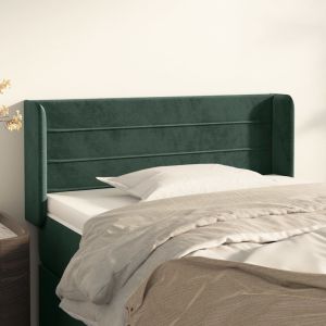 Cabeceira de cama c/ abas veludo 103x16x78/88cm verde-escuro ptob3535