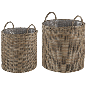 Conjunto de 2 vasos de vime bitola 40/48 cm rattan sintético castanho