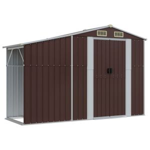 Abrigo de jardim 277x93x179 cm aço galvanizado castanho
