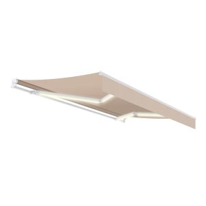 Toldo retrátil 4x2,5 bege areia – luz LED sem fios – recarga solar
