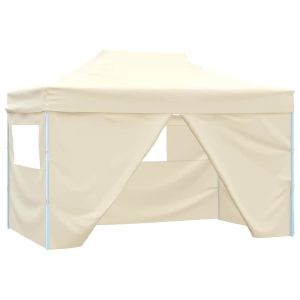Tenda pop-up dobrável com 4 paredes laterais 3x4,5 m branco nata