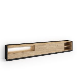 Móvel de tv, 310x37x50cm, carvalho e preto, LED rf4855
