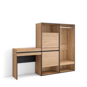 Mesa consola de entrada, sapateira, armário aberto, 190x35x145cm, rf3449