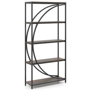 Estante de biblioteca - helloshop26 - semicircular 5 níveis - metal preto -