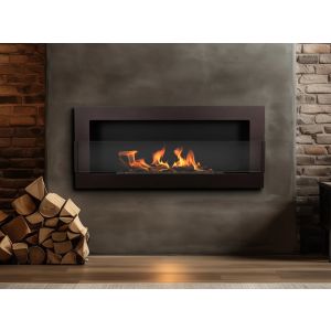 Lareira bioetanol castanha 90x40 cm com vidro