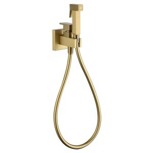 Misturador de bide embutido ouro escovado em latão e aço