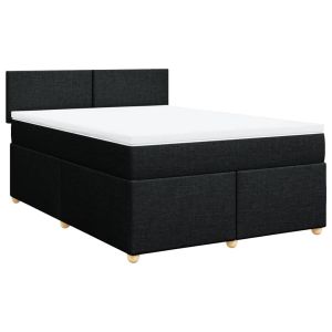 vidaXL cama box spring con colchón tela negro 140x200 cm