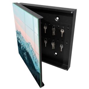 Caixa para chaves de vidro 30x30x5 paz da montanha, abertura à esquerda