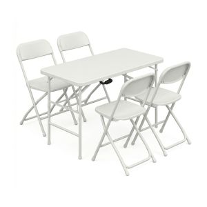 Essence + purity - conjunto mesa e 4 cadeiras dobráveis jardim resina