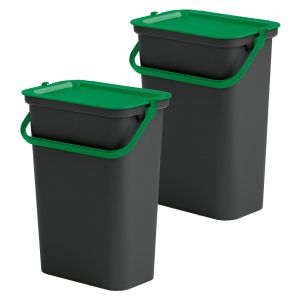 Wellhome conjunto de 2 lixeiras de 10l com alça preta e verde - "moda"