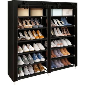 Armário para sapatos em tecido com portas nyana home 110x120x30 cm preto
